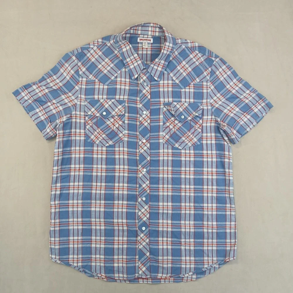 True Religion Large Mens Shirt Cowboy Western‎ Short Sleeve 22x28